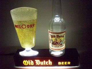Vintage Old Dutch Beer Back Bar Display,  Sign Light