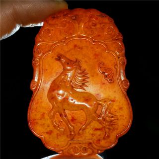 Chinese Nature Rare Hetian Red Jade Jadeite Hand - Carved Necklace Pendant Horse