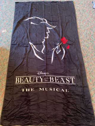 Disney Broadway Beauty And The Beast Logo Beach Towel With Satin Rose - Rare
