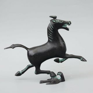 China Old Bronze Carve Horse Tread On A Flying Swallow Precious Souvenir Statue 2