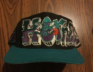 Vintage Charlotte Hornets Drew Pearson Graffiti Snapback Hat Cap Nba