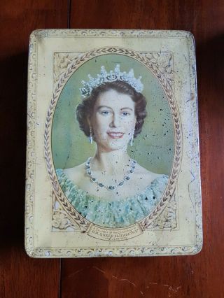 Vintage Souvenir Tin Of The Coronation Of H.  M.  Queen Elizabeth Ii June 2nd 1953