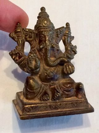 Antique 19th C Fine Cast Indian Miniature Bronze Hindu Ganesh / Ganesha Figure