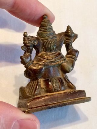 Antique 19th C Fine Cast Indian Miniature Bronze Hindu Ganesh / Ganesha Figure 2