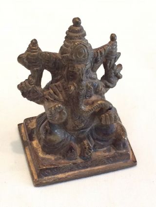 Antique 19th C Fine Cast Indian Miniature Bronze Hindu Ganesh / Ganesha Figure 3