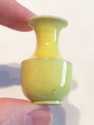 Antique Or Old Chinese Or Japanese Oriental Yellow Glaze Miniature Vase