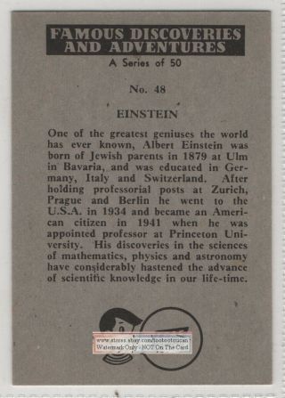 Albert Einstein Theory Of Relativity Physicist Science Vintage Trade Ad Card 2