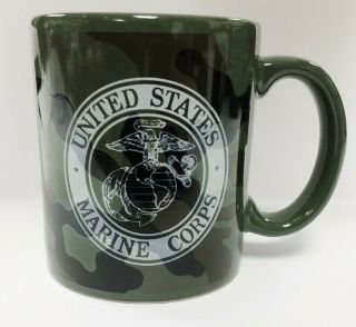 Vintage Military United States Marine Corps Usmc Seal Logo Camouflage Mug F26