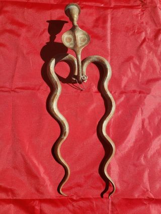 Unique Vintage Brass Cobra Snake Candle Holder,  Wall Sconce