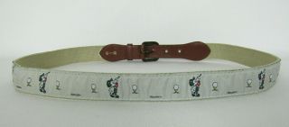 Vtg 1960s 70s Disney Mickey Mouse Belt 36 - 38 Leather Cotton Canvas Khaki