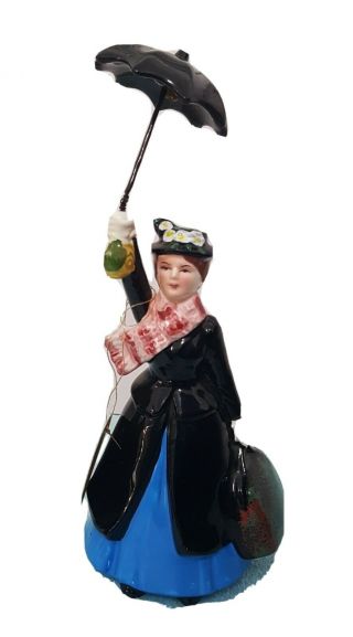 Vintage Japan Disney Mary Poppins Ceramic Porcelain Figurine With Umbrella