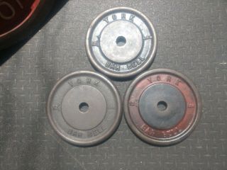 Vintage York Barbell Wide Letter Standard (1 " Hole) Plates,  3x12.  5 Lbs
