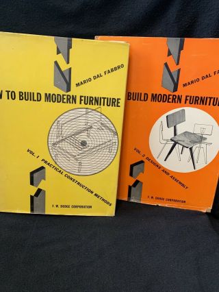 Vtg How To Build Modern Furniture Vol 1 & 2 Mario Dal Fabbro Mcm 1951 & 1952