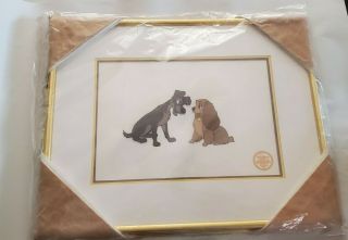 Walt Disney Co.  Le “lady And The Tramp” 1955 Serigraph,  Framed W/ Cert