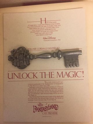 Disneyland Unlock The Magic Vintage 1983 Cast Member Premiere Key Fantasyland