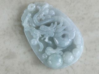 Natural Burmese Jadeite Jade Dragon Pendant Necklace Amulet