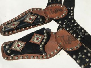 2 - Vintage 1950s Child Leather Wild Bill Hickok Double Holster Belts 2