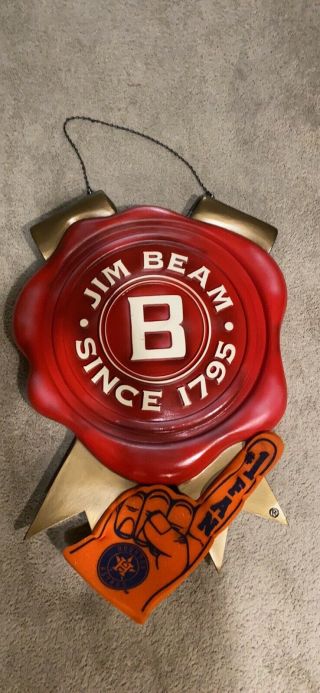 Jim Beam 1795 Wax Seal Ribbon Sign Bar Mancave Vintage