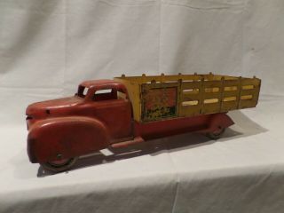 Vintage Coca - Cola Pressed Steel Delivery Stake Truck By Marx 1940 