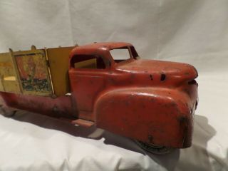 VINTAGE COCA - COLA PRESSED STEEL DELIVERY STAKE TRUCK BY MARX 1940 ' S 20 1/2 