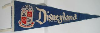 Disneyland Pennant Walt Disney Productions Blue Flag Banner 1960 