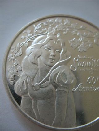 1 Oz.  Pure.  999 Silver Snow White 7 Dwarfs 60th Anniversary Gift Box,  Coin,  Gold
