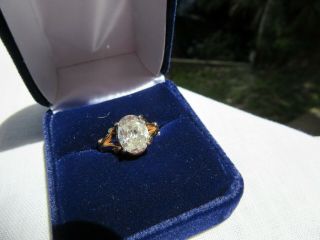 Simulated Diamond Ring In Vintage 12 K Yellow Gold Setting.  4.  3 Grams