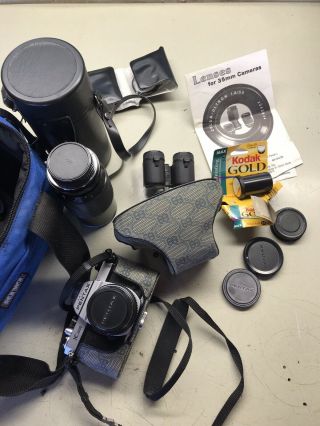 Pentax Asahi K1000 Camera With Bundle Lense Case Bag Vintage Vg