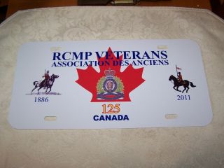Vintage Rcmp Royal Canadian Mounted Police Veterans License Plate Sign - 125th