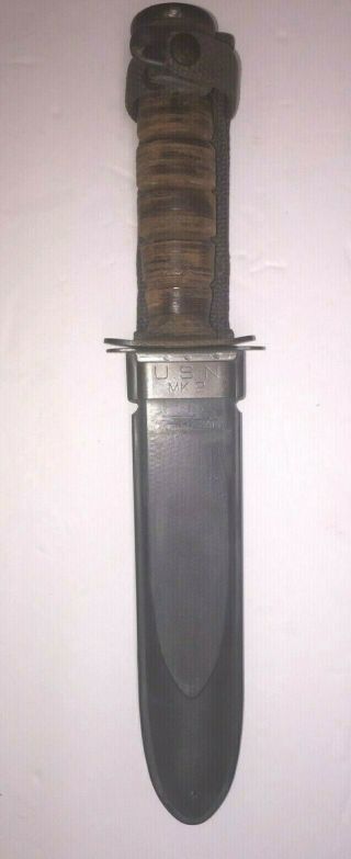 Vintage Usn Mk 2 Fighting Knife W/ Nord Mk 2 Scabbard -