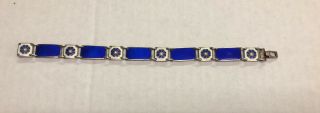 Vintage Signed David Andersen Norway 925 Sterling Guilloche Blue Enamel Bracelet