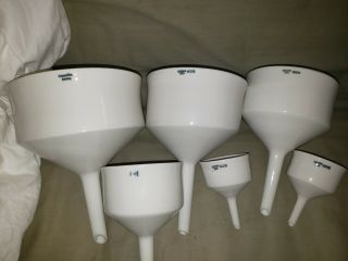 Vintage Coors Porcelain Ceramic Buchner Funnels Set 60246,  60245,  60244,  60240