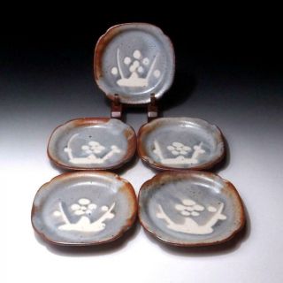@hf39: Vintage Japanese 5 Pottery Tea Plates,  Shino Ware,  Tea Ceremony