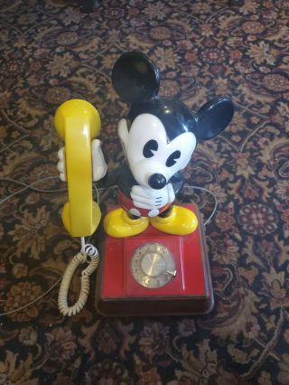 Vintage Mickey Mouse Telephone - Rotary Dial Phone 15 " 1976