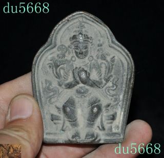 Old Tibetan Buddhism Pure Bronze Tara Kwan - Yin Guanyin Goddess Amulet Pendant