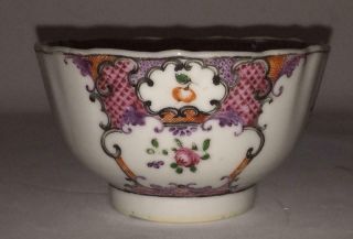 Exquisite 18th C Chinese Mould Fluted Famile Rose Porcelain Tea Bowl C 1740,