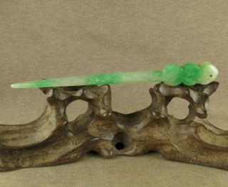Stunning 4.  8 " With Carved Chinese Antique Jadeite Jade Hair Hairpin