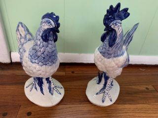 Vintage Pennsbury Pottery Rooster Hen Set Signed