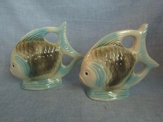 Pottery Ceramic Large Angel Fish Figurines Made In Brazil