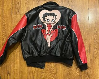 Vintage Betty Boop Leather Jacket Womens Medium Look