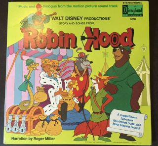 Rare Vintage 1973 Walt Disney Robin Hood Story Book Vinyl Lp Record 3810