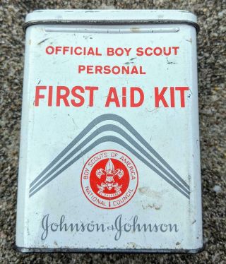Vintage Official Boy Scout Personal First Aid Kit Tin,  Johnson & Johnson