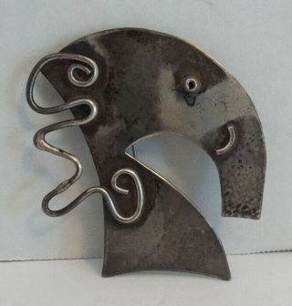 Vintage Modernist Sterling Silver Large Elephant Pin Brooch Unmarked 925 24g