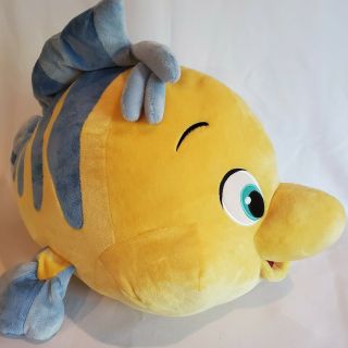Disney Store The Little Mermaid Flounder Jumbo Large Plush Yellow Fish Euc