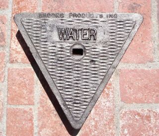 Vintage Brooks Products Inc.  Water Valve Cover,  Pasadena Ca,  Cast Iron,