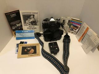 Vintage Canon Ae - 1 Program 35mm Slr Film Camera With 50 Mm Lens Kit 166 - A Flash