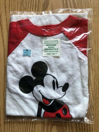Vintage Wdp Walt Disney World Mickey T - Shirt Raglan Sleeves Xl Never Worn