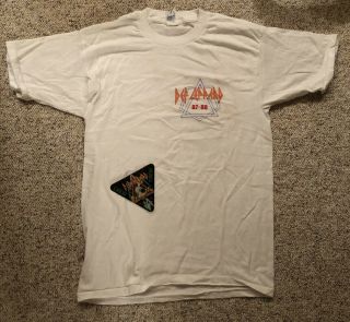 Vintage 87/88 Def Leppard Hysteria Tour Local T - Shirt And Backstage Pass