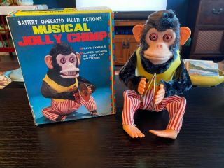 Vintage Musical Jolly Chimp Battery Operated With Box And It