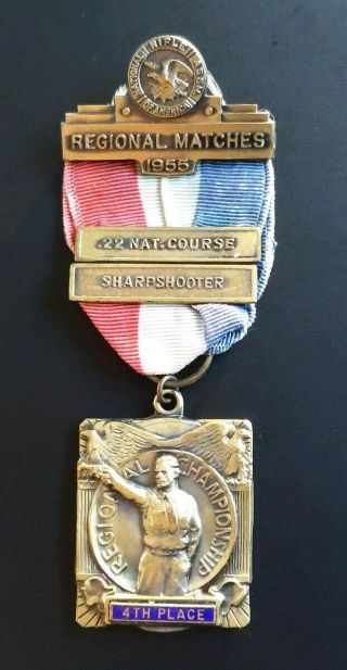 1955 Nra Reg.  Matches.  22 Nat.  Course Shooting Medal Blackinton Sharpshooter